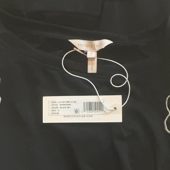 Rebecca Taylor Tai Silk Floral Embroidered Mini Dress With Lace Long Sleeve - Picture 9 of 10